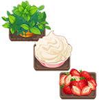 Mint, cream, strawberries