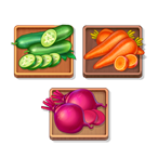 Vegetable dyes: beet, cucumber, carrot