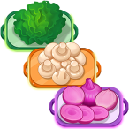 Lettuce, mushrooms, onions