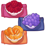 Raspberries, grapes, tangerines