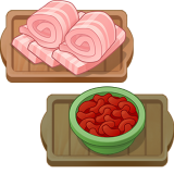 Bacon, beans in tomato sauce