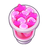 Raspberry drink with jelly pieces